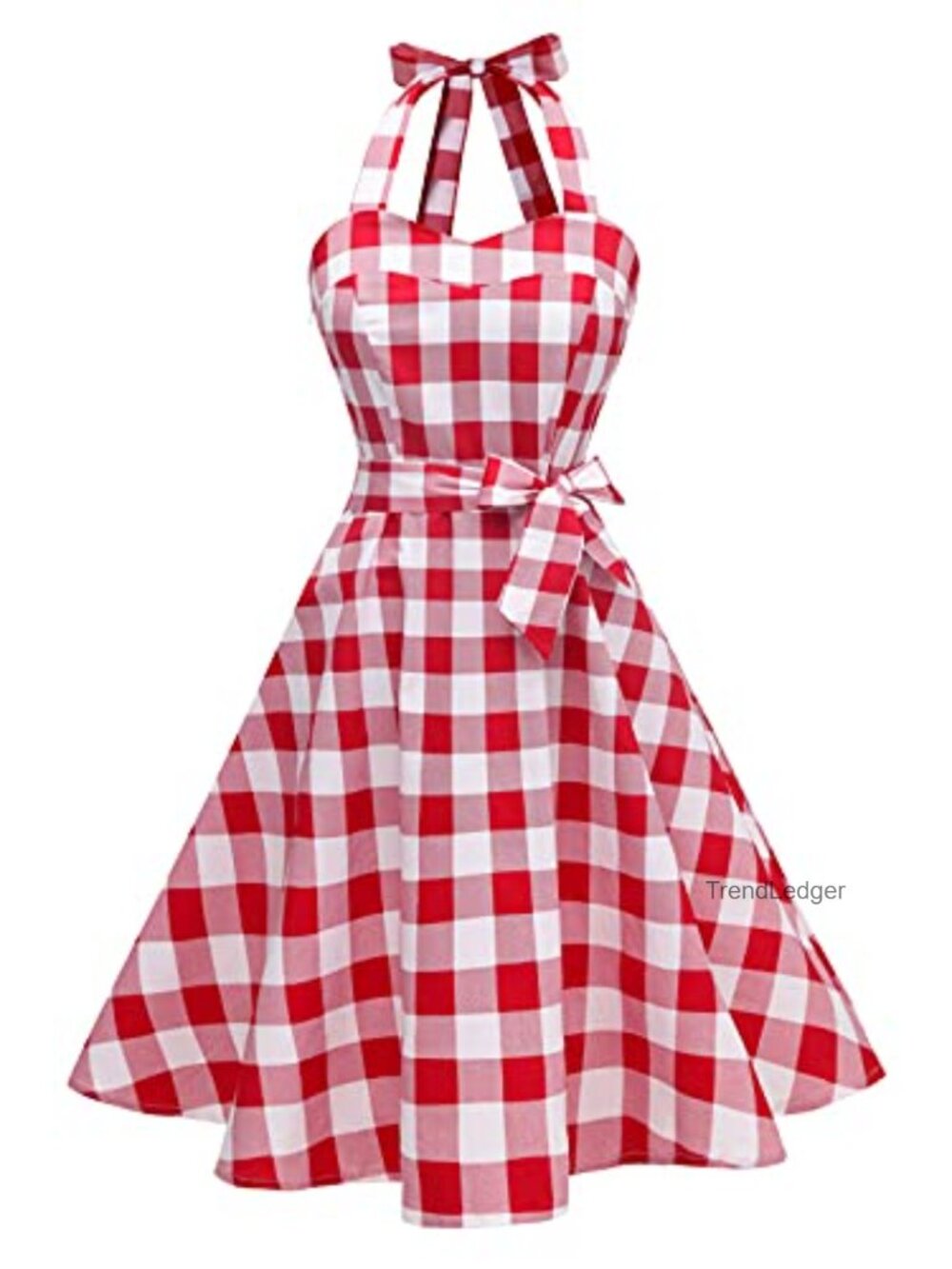Women's Vintage Polka Halter Retro 1950s Swing Cocktail Dress